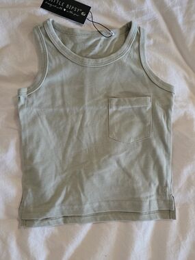 Little Bipsy Sage Green Kids Tank Top with Pocket